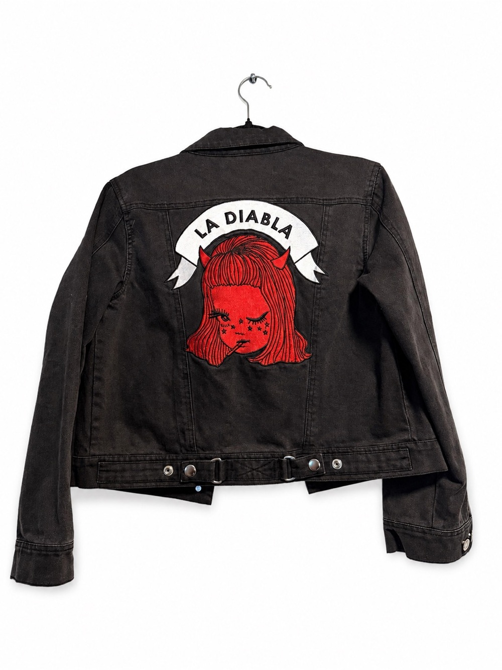 Valfré La Diabla Black Denim Embroidered Jacket women’s size M - Picture 3 of 7